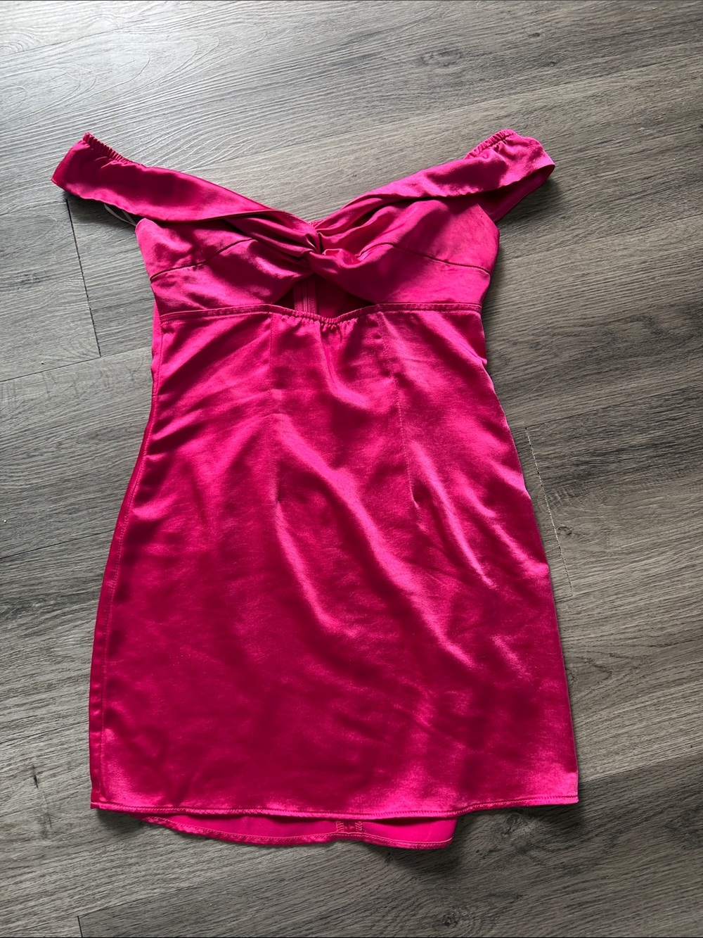 Hello Molly off shoulder, hot pink mini dress